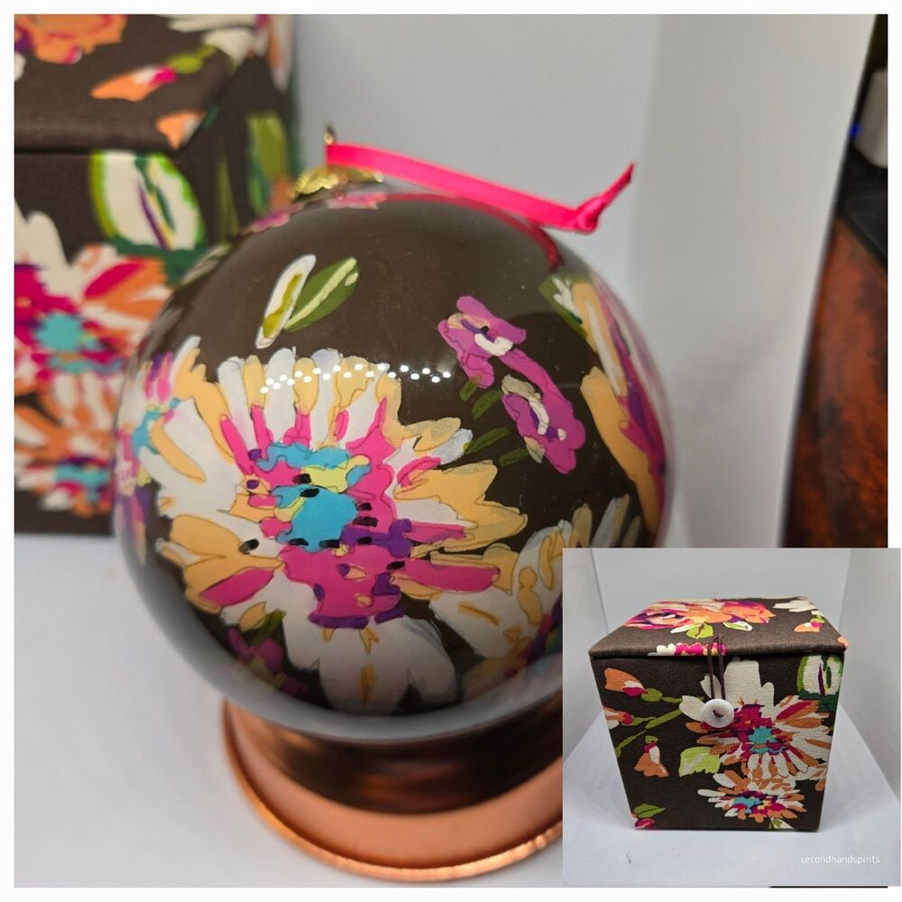 Vera Bradley 2012 English Rose  Glass Ball Ornament Christmas   W Box